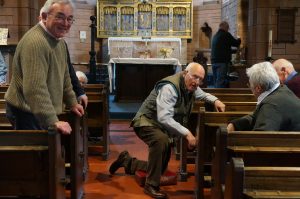 Everyone work hard removing the pews 1st May